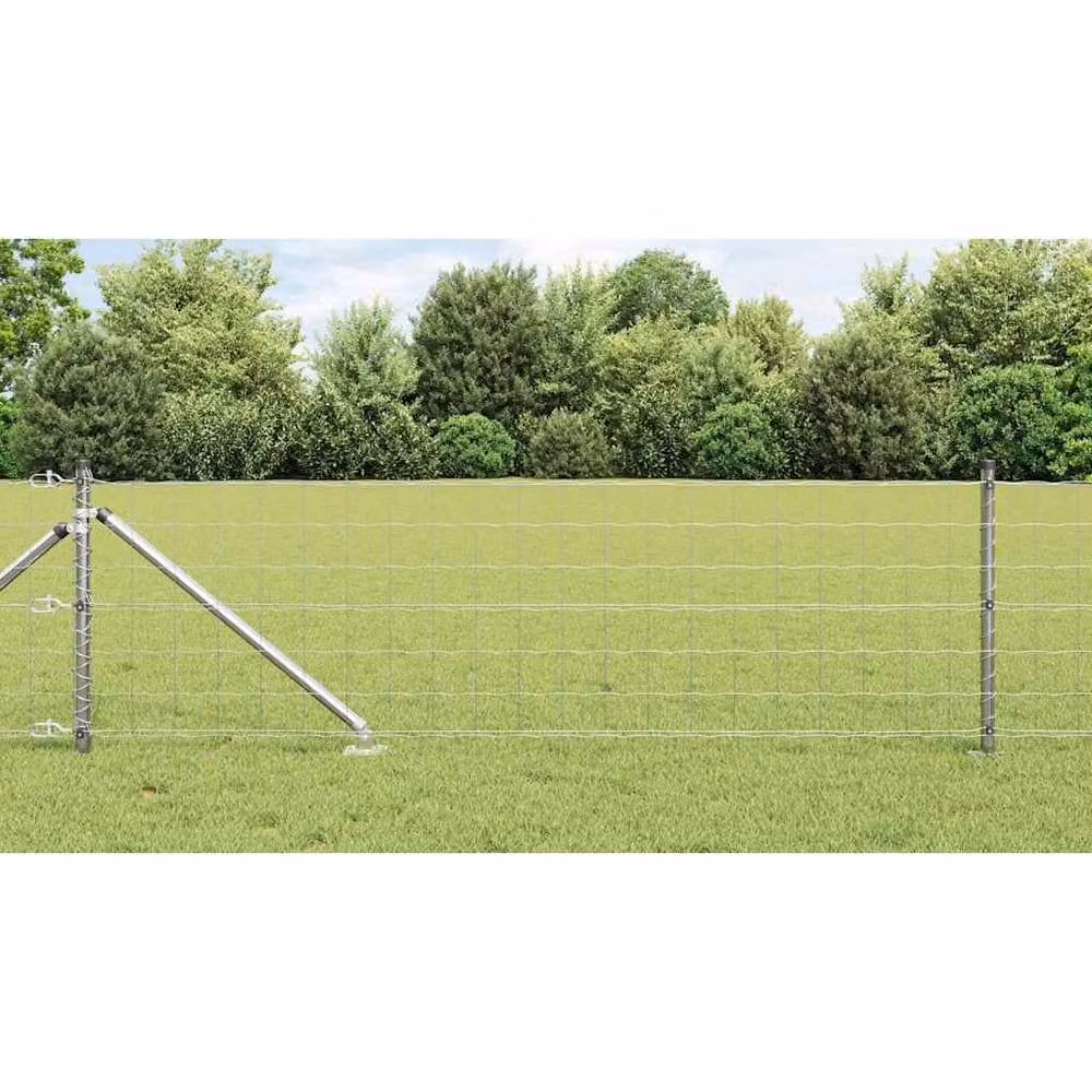 Berkfield Home Versatile Euro Fence with 7 Spike Posts, Galvanised Steel, Silver, W: 10 m, H: 0.8 m – 2