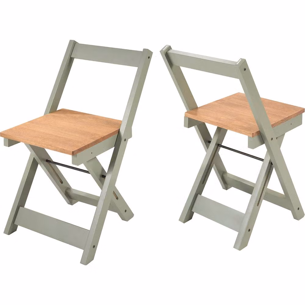 Seconique Santos Folding Dining Chairs, Set of 2, Green/Distressed Waxed Pine – 2