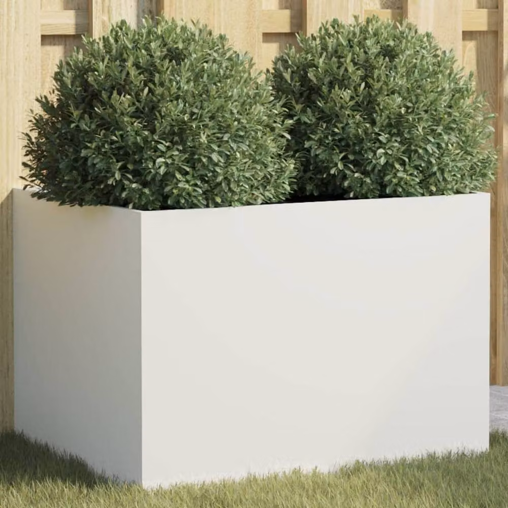 Berkfield Home Steel Planter Tub, White, W: 62 cm, D: 47 cm, H: 46 cm – 2