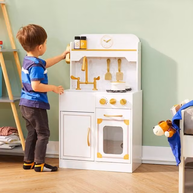 Teamson Kids Petite Versailles Classic Play Kitchen with Accessories, White