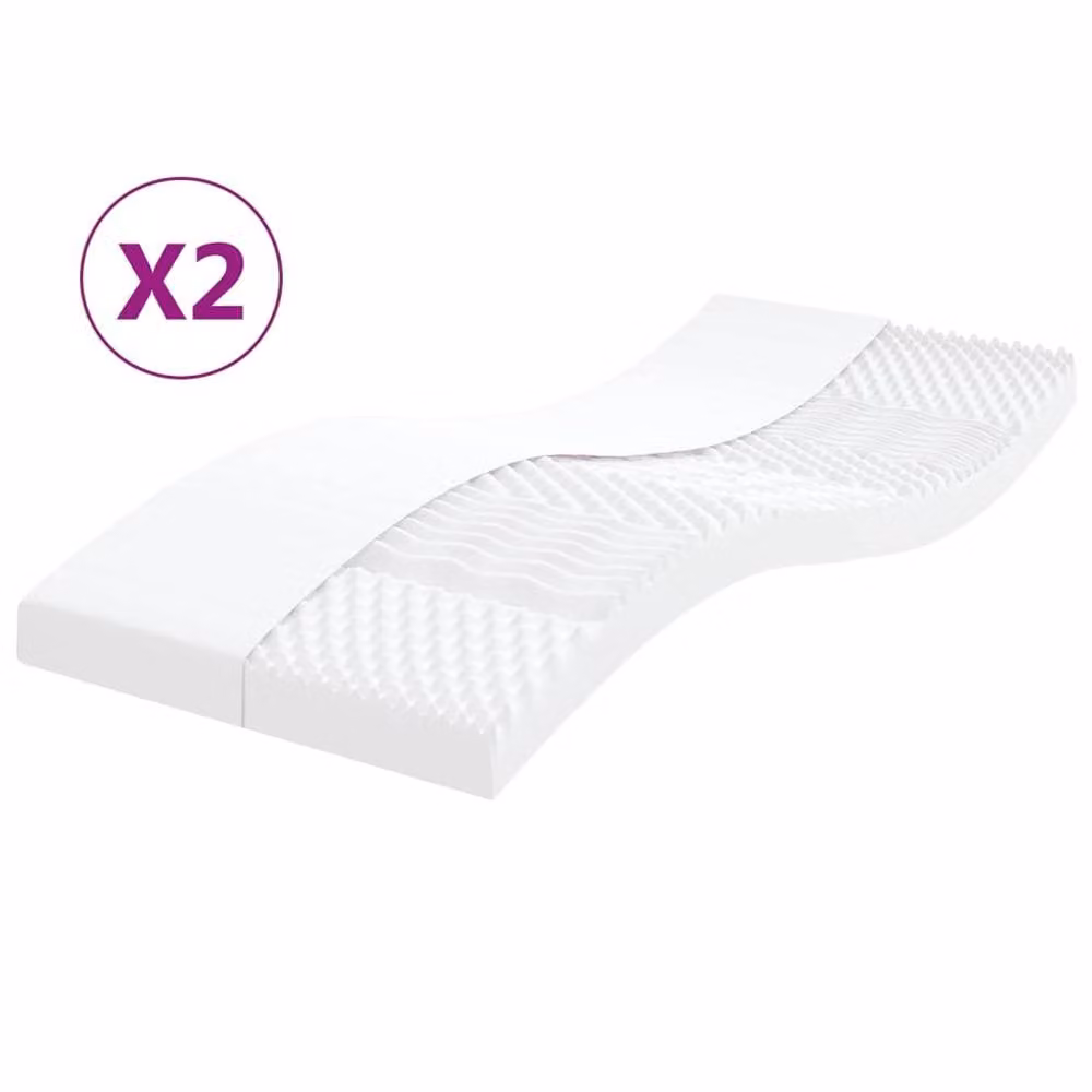 Berkfield Home Comfort Foam Mattresses, 2 Pack, White, W/D/H: 90 x 190 cm, 7-Zone Hardness 20 ILD