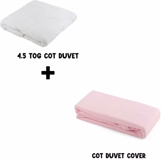 Junior Joy Pink Cotton Baby Duvet Cover Set, W: 100 cm, H: 120 cm