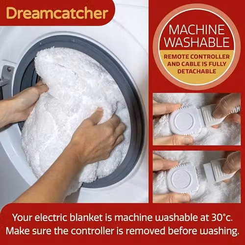 Dreamcatcher Deluxe Fitted Polar Fleece Electric Blanket in White, W/D/H: 180 x 203 x 152 cm – 5