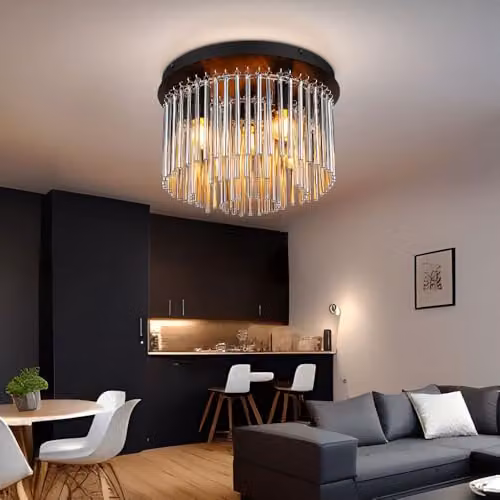 Netlighting Gorley Modern Ceiling Light in Black and Chrome with Smoke Glass Shade, Diameter: 32 cm – 3