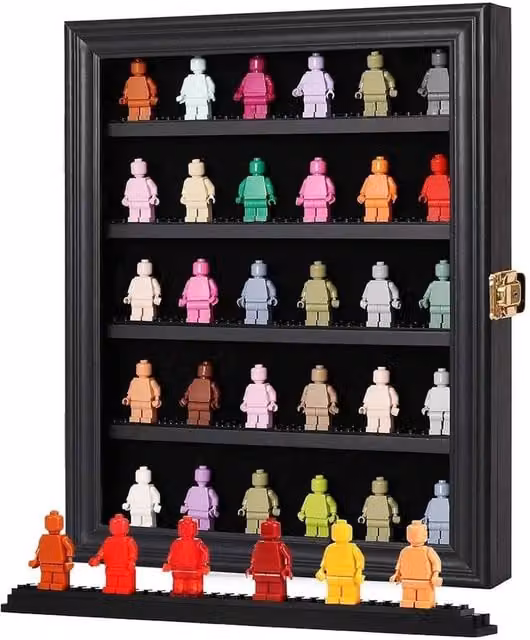 VOGREX Black and Gold Wooden Wall Mount Minifigure Display Frame Collectibles Case W/H/D: 35.0 x 27.94 x 4.60 cm – 1