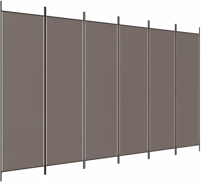Berkfield Home 6-Panel Fabric Room Divider in Anthracite, W: 300 cm, H: 220 cm – 1