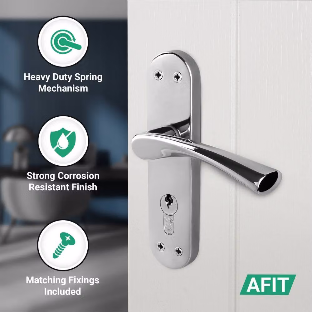 AFIT Chrome Euro Thumbturn Cylinder Handle and Hinges Set in Metallic Silver, 150 x 150 mm – 2