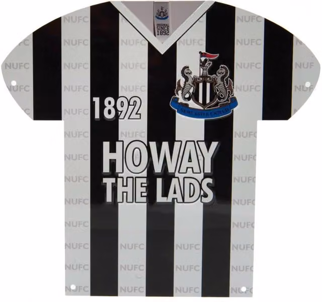 Newcastle United FC Shirt Shaped Metal Wall Sign in Black, White and Silver