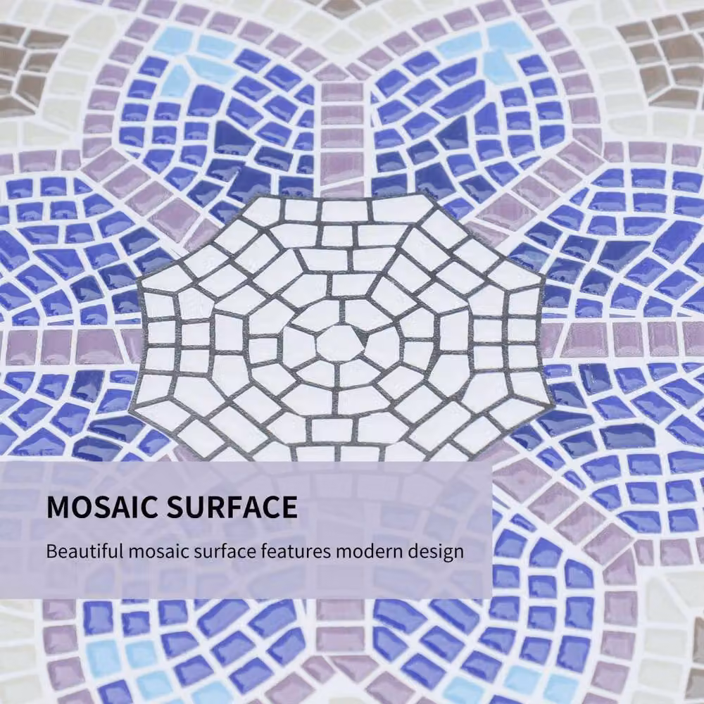 Wyld Haus Makema Blue and White Ceramic Round Mosaic Outdoor Bistro Table, W/D/H: 60 x 60 x 71 cm – 3