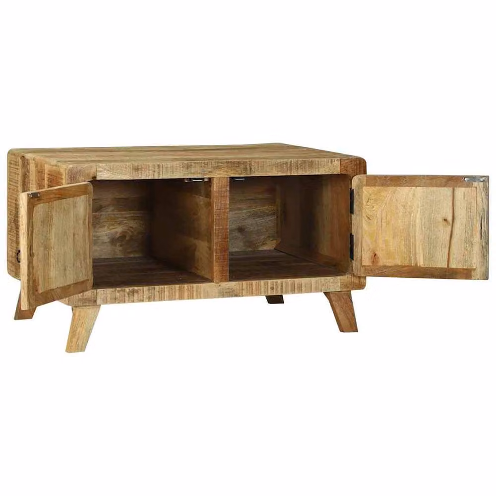 Berkfield Home Rectangular Coffee Table in Brown Solid Rough Mango Wood W/D/H: 80 x 54 x 45 cm – 2