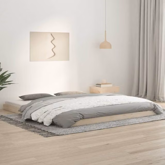 Berkfield Home Super King Solid Wood Pine Bed Frame in Brown, W/D/H: 180 x 200 cm