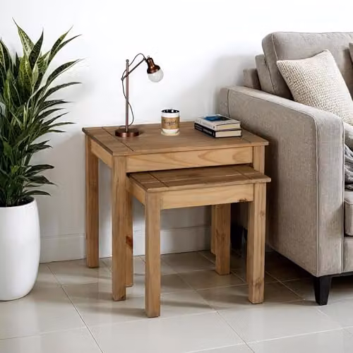 Seconique Panama Waxed Pine Nest of 2 Tables in Natural Wax – 2