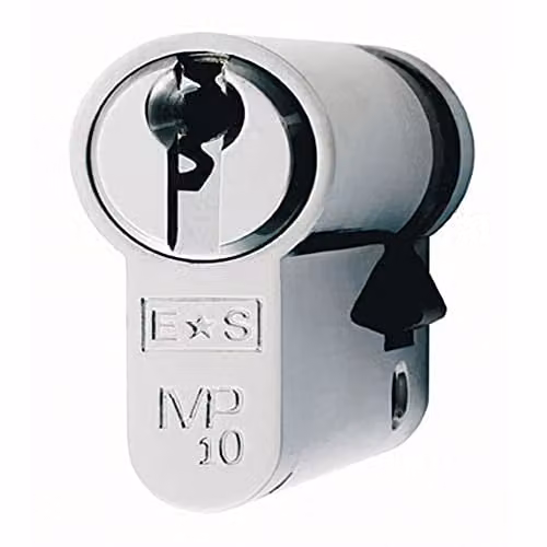 Loops 42mm Euro Single Cylinder Lock, 10 Pin, Polished Chrome Silver