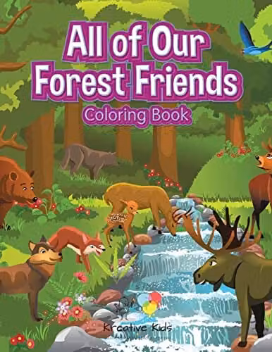 Kreative Kids All of Our Forest Friends Colouring Book for Children, Multicolour