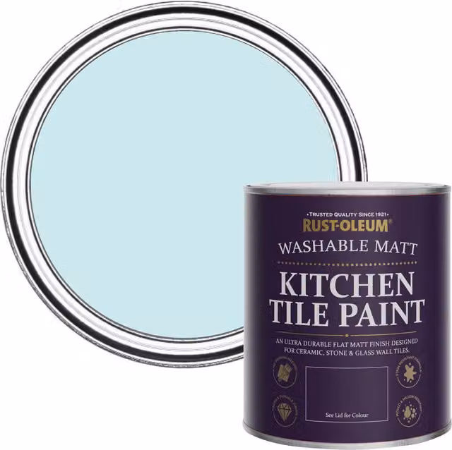 Rust-Oleum Water-Based Kitchen Tile Paint in Matt Finish, Duck Egg Blue, 750ml