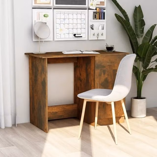Berkfield Home Modern Writing Desk in Smoked Oak Brown, W/D/H: 100 x 50 x 76 cm