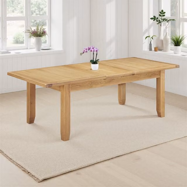 Seconique Scandinavian Style Extendable Rectangular Oak Dining Table in Brown