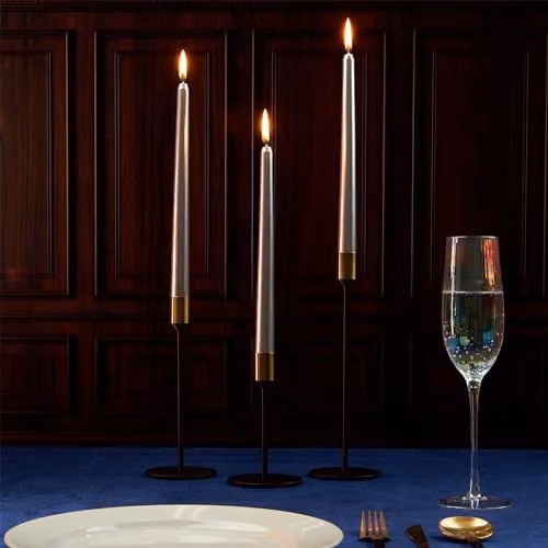 Deco Express Unscented Classic Dripless Tapered Metallic Dinner Candles in Gold, 15 Pack – 2