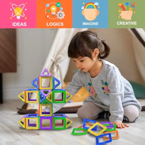 Desire Deluxe 40pc Multicolour Magnetic Building Blocks STEM Educational Construction Toy Set – 6