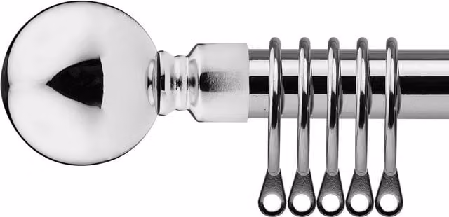 New Edge Blinds Extendable Metal Curtain Pole Set in Metallic Silver, 16-19mm