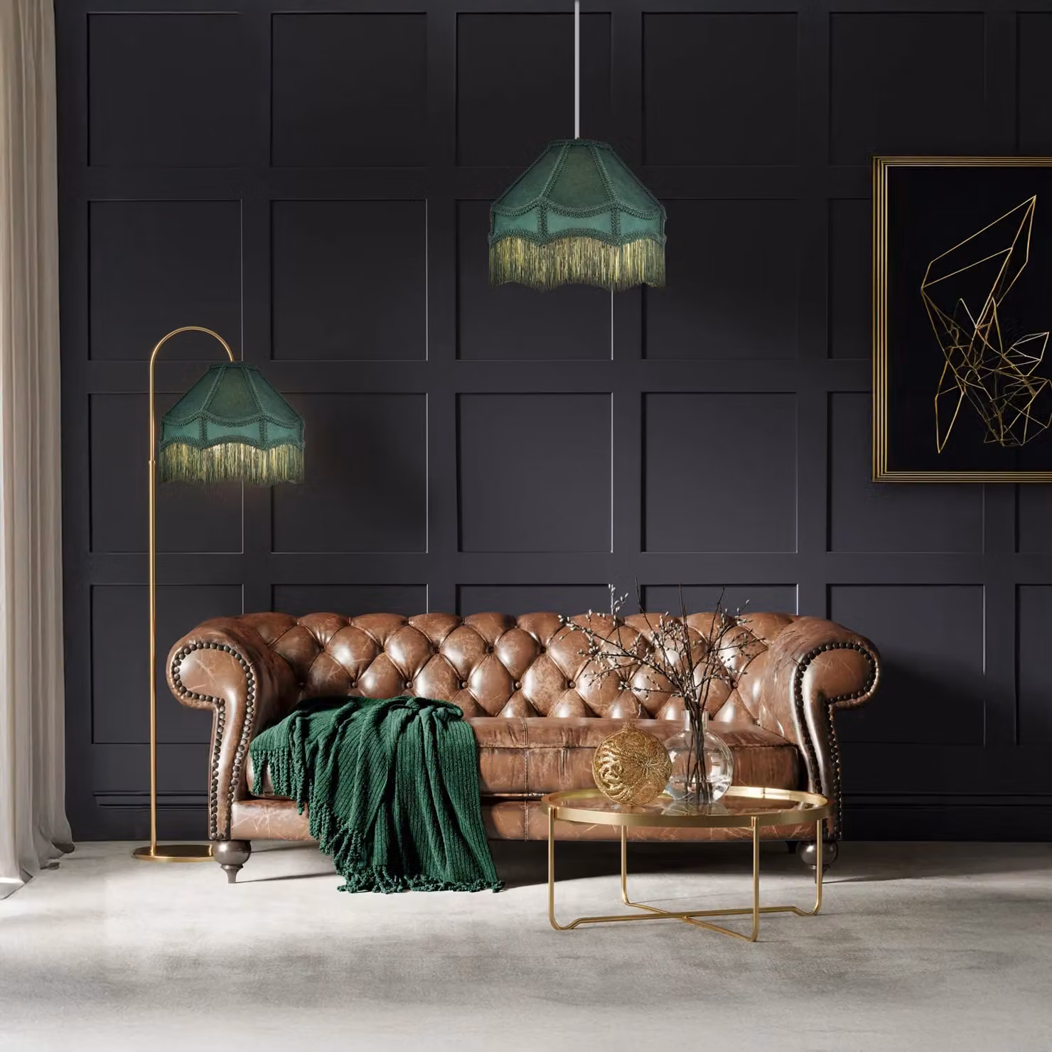 Happy Homewares Traditional Victorian Empire Soft Velvet Lamp Shade with Tassels in Dark Green, Diameter: 30.48 cm – 6