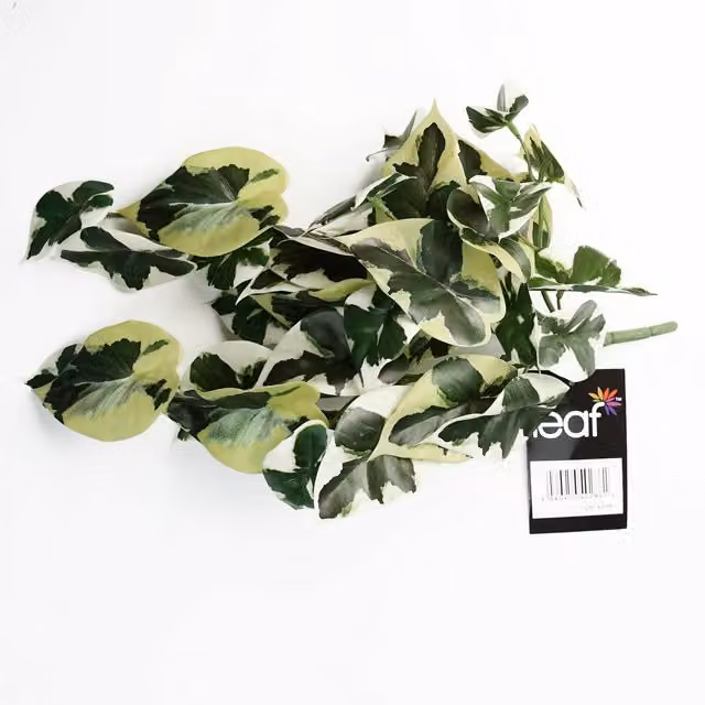 Realistic Hanging Variegated Marble Pothos Artificial Trailing Plant in Green