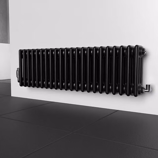 Lux Heat Horizontal Column Radiator in Black, H 101.0 cm x W 30.0 cm