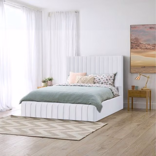 Desire Deco Emiliya Upholstered Storage Bed in White, 120 x 200 cm