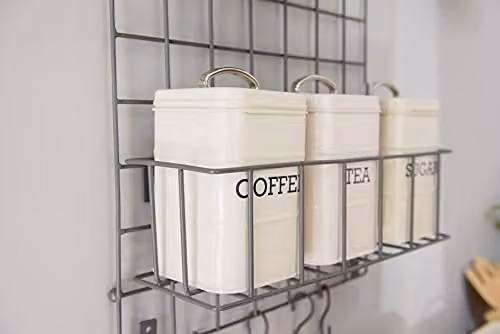 KitchenCraft Living Nostalgia Wall Mounted Metal Kitchen Organiser with Shelf, Grey, W/D/H: 39 x 8 x 13 cm – 2