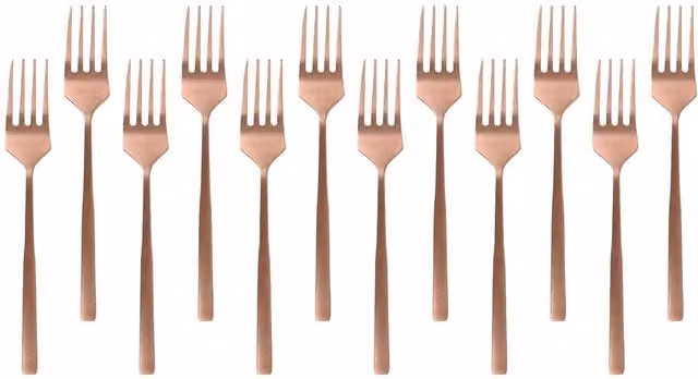 Argon Tableware Coated Stainless Steel Cake Forks in Copper, Set of 12
