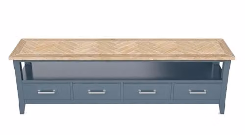 Baumhaus Modern Matt Blue Wood Widescreen Television Cabinet W: 175 cm, D: 55 cm, H: 70 cm – 1