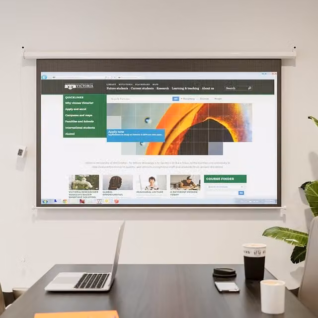Livingandhome Electric Motorised 16:9 Projector Screen, White, Width: 159 cm