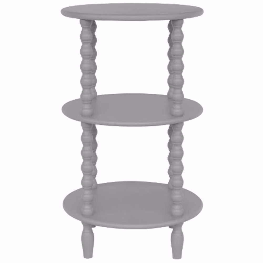 Wyld Haus Thu 3 Tier Round Grey Wood Side Table H 76 cm x W 45 cm x D 45 cm – 2