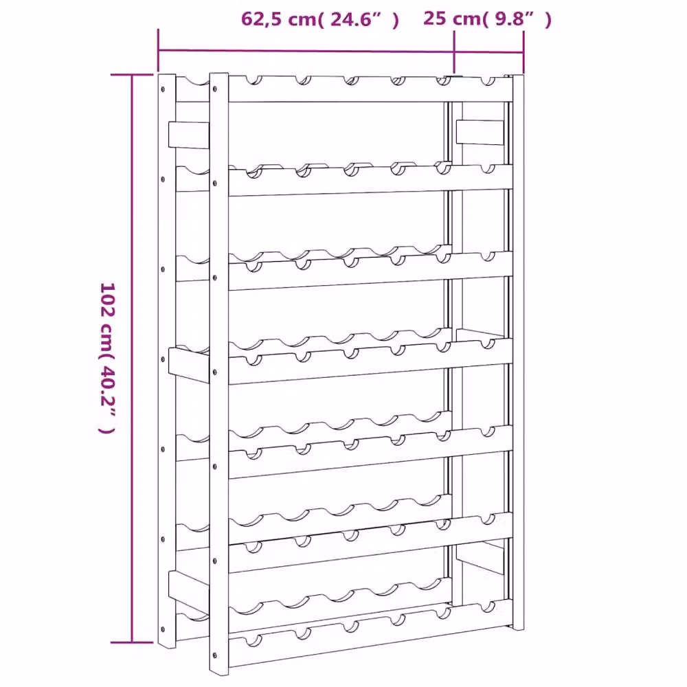 Berkfield Home Beautiful Wall Mounted Wine Rack for 42 Bottles, Dark Brown Solid Pine Wood – 5