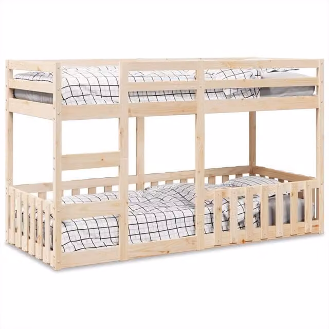 Berkfield Home Rustic Solid Wood Pine Bunk Bed in Beige, W/D/H: 90 x 200 cm