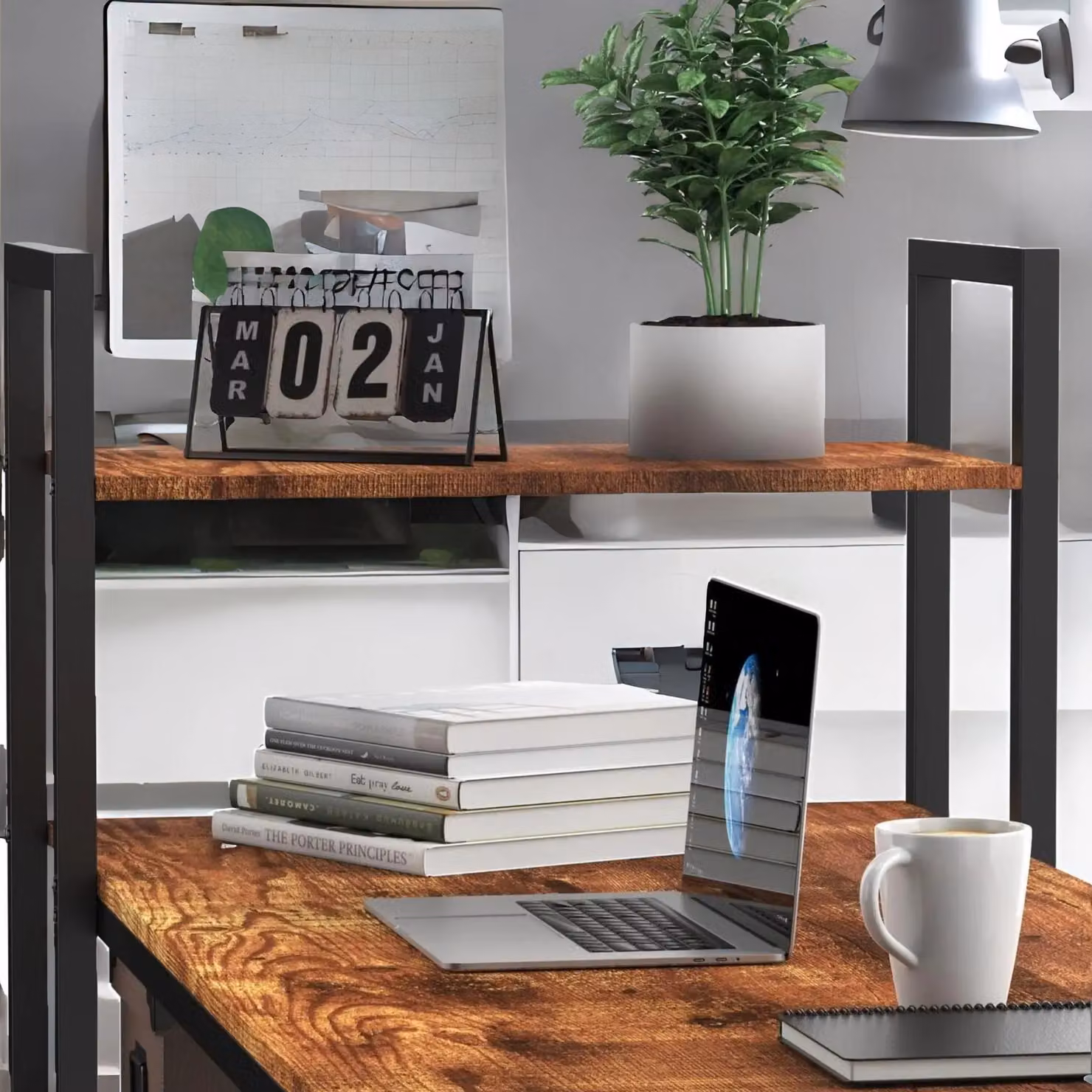 Rafaelo Mobilia Industrial 4 Tier Writing Desk in Dark Brown, W: 160 cm, D: 60 cm, H: 75 cm – 3