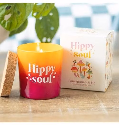 KDMD Hippy Soul Pomegranate & Fig Tabletop Candle in Orange, Red and Multicolour