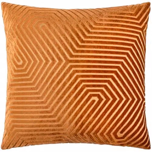 Paoletti Evoke Graphic Velvet Square Cushion in Red and Orange, W/D/H: 55 x 55 x 55 cm