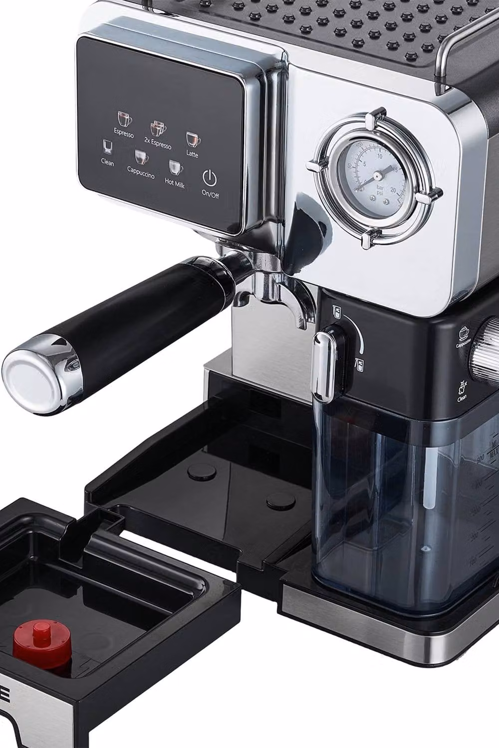ExtraStar 1350W Semi-Auto Espresso Machine with 20 Bar Pressure, Manometer and 1.6L Water Tank, Black – 8