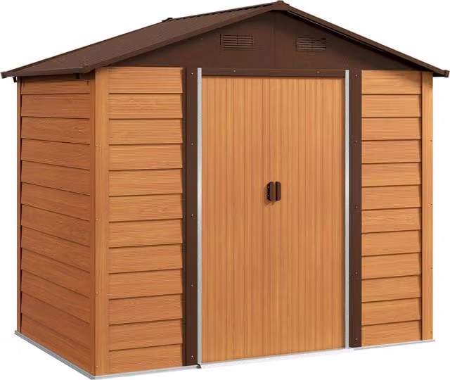 Outsunny Brown Wood Effect Garden Storage Shed with Sliding Door and Pent Roof, W/D/H: 171 x 105 x 66 cm