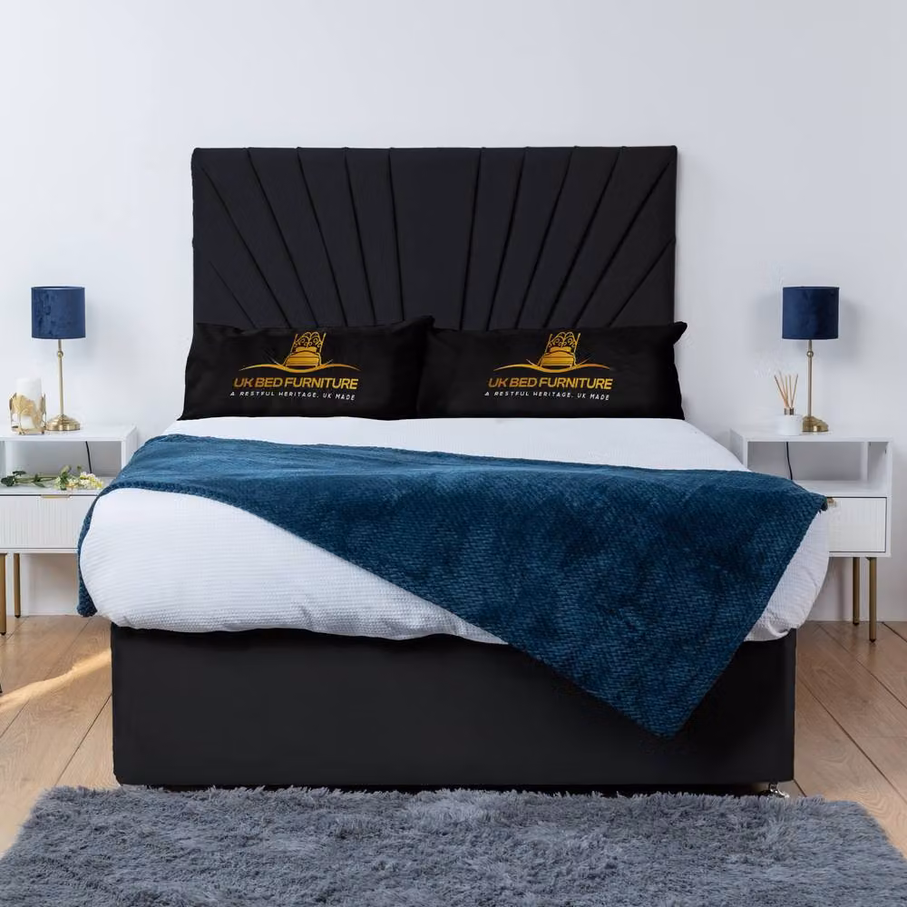 UK Bed Furniture Sunrise Divan Bed with 4 Drawers and 26 Inch Headboard in Black, Super King, W/D/H: 200 x 200 cm – 2