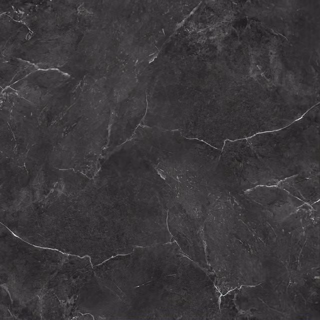 Livingandhome 12-Piece Self-Adhesive Marble Effect PVC Flooring Tiles in Black