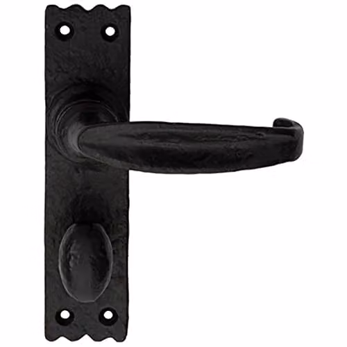 Loops Pair Creased Style Lever on Slim Bathroom Backplate, Black Antique, 156 x 38 mm