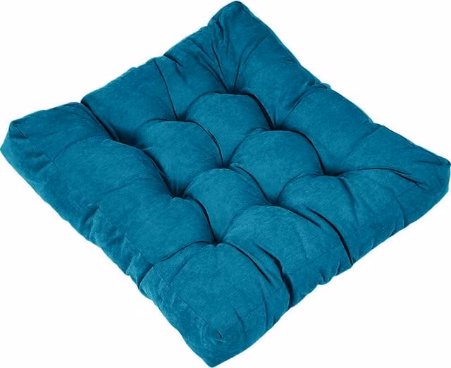 Livingandhome Blue Turquoise Corduroy Square Chair Cushion, W/D/H: 55 x 55 x 55 cm