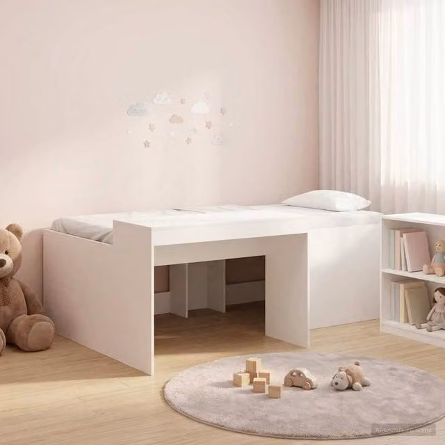 Berkfield Home Kids' High Bed Frame with Desk and Drawers, White, W/D/H: 80 x 200 cm – 1
