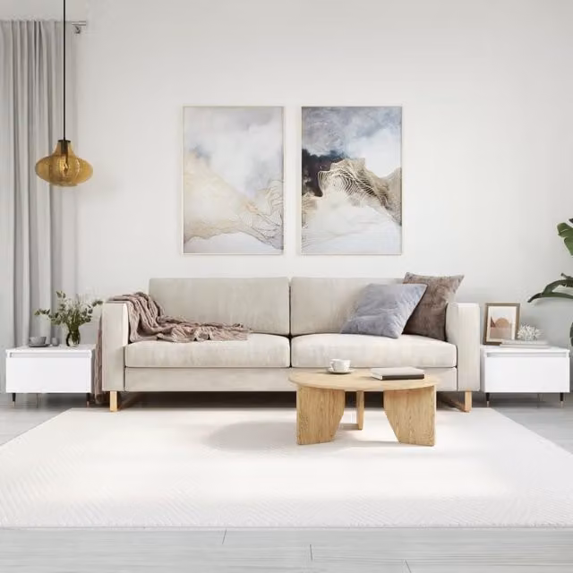 Berkfield Home Set of 2 Modern White Nested Coffee Tables, W/D/H: 50 x 46 x 35 cm