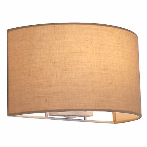 Harper Living Taupe Fabric Semi-Circle Wall Light with E27 Switch for Bedroom and Living Room