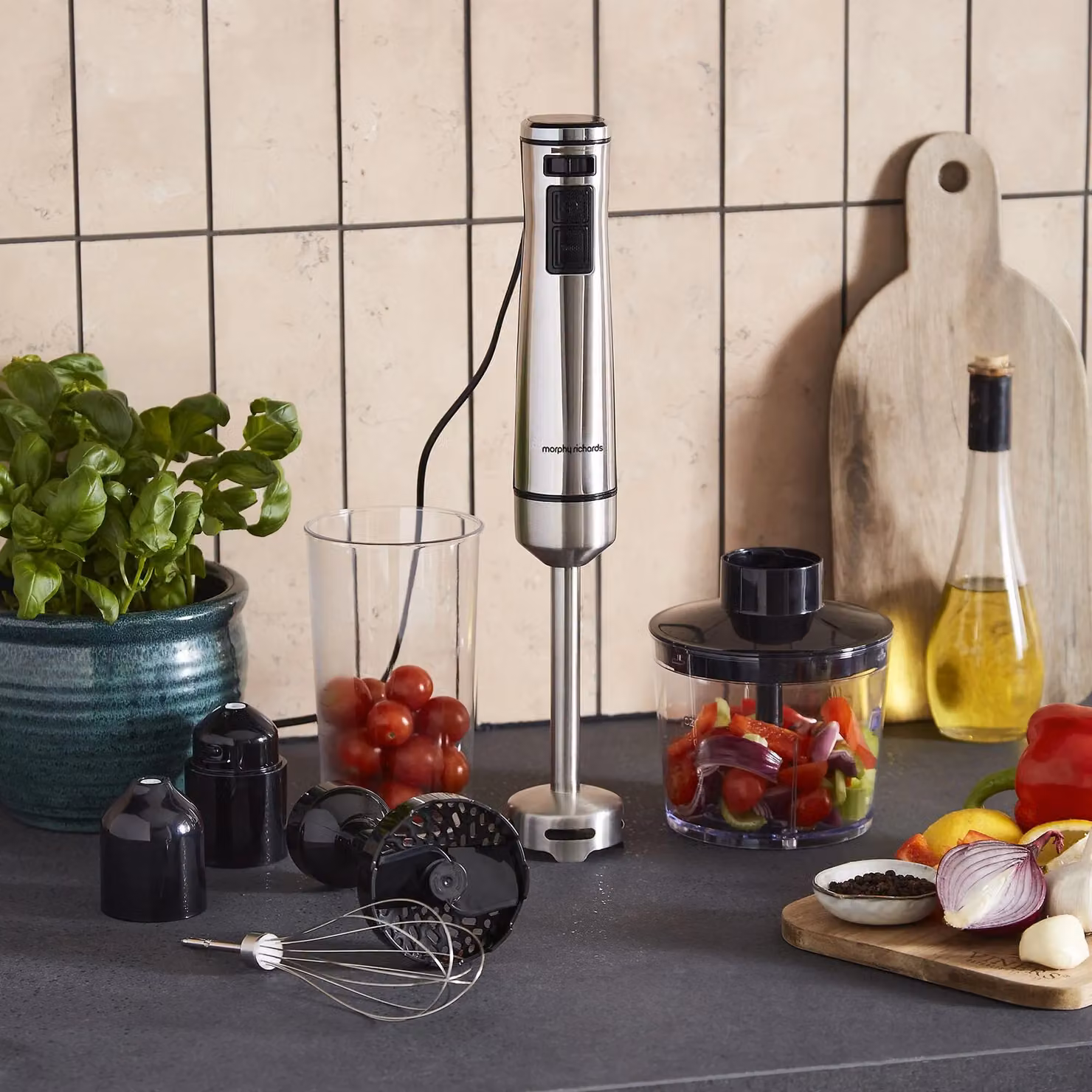 Morphy Richards Electric Hand Blender Set with Masher in Silver and Stainless Steel – 2