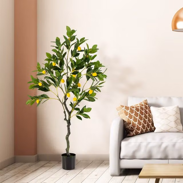 COSTWAY Artificial Lemon Tree, Green, Height: 120 cm