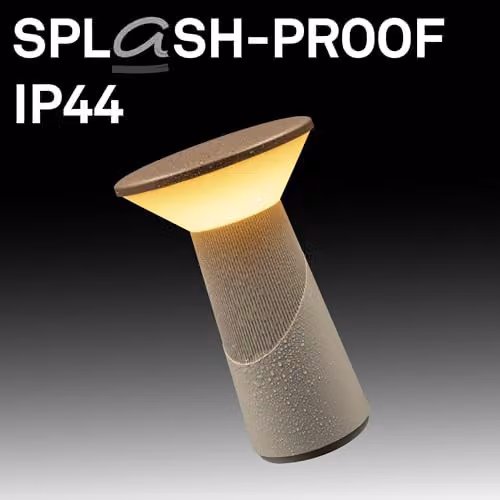 Briloner Pilia Rechargeable LED Table Lamp with Stepless Touch Dimmer, IP44, Warm White, H 24 cm x W 15 cm x D 15 cm, Warm Grey Coffee – 7